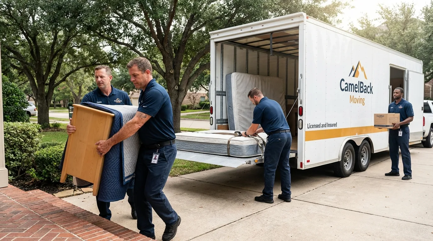 Crew loading residential truck for cross-state move from Fort Plain, NY